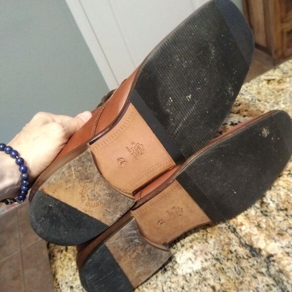 Nardi Brown Leather Derby Dress Shoes Lace Up Square Toe Made Italy Men 44 US 11 - Picture 8 of 13